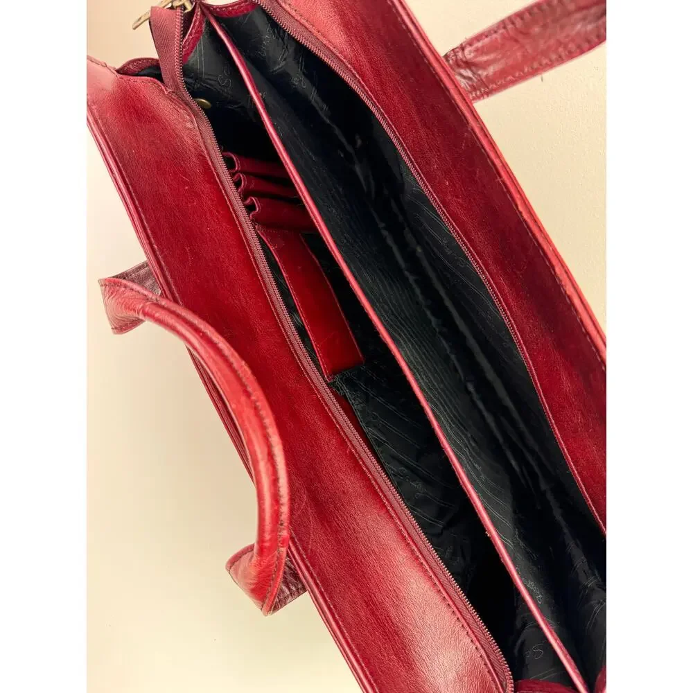 Vintage Scully Unisex Burgundy Red Leather Laptop Work Bag Briefcase Strap VTG